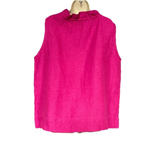 Ann Mashburn Size Large Split Neck Pink Sleeveless 100% Linen Blouse - Picture 10 of 11